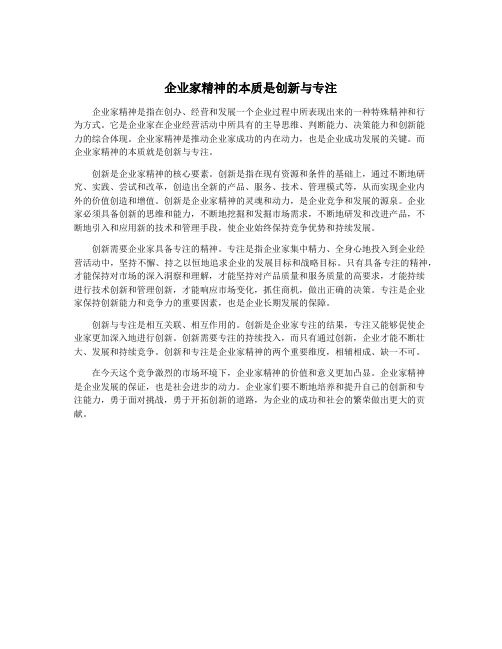 企业家精神的本质是创新与专注