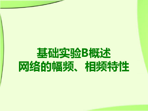 基本参数测量和网络的幅频相频特性