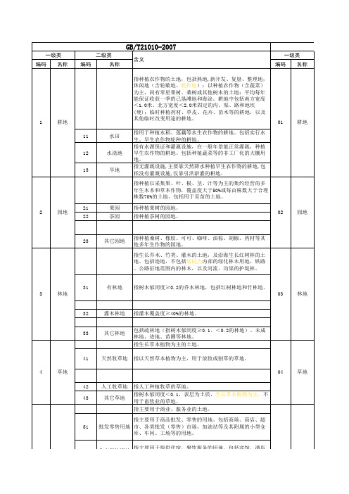 土地利用现状分类新旧版本对比