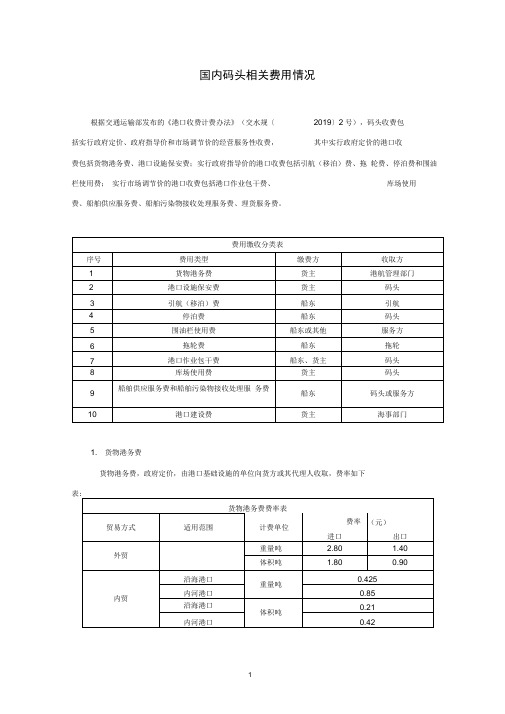 (完整版)国内码头相关费用情况