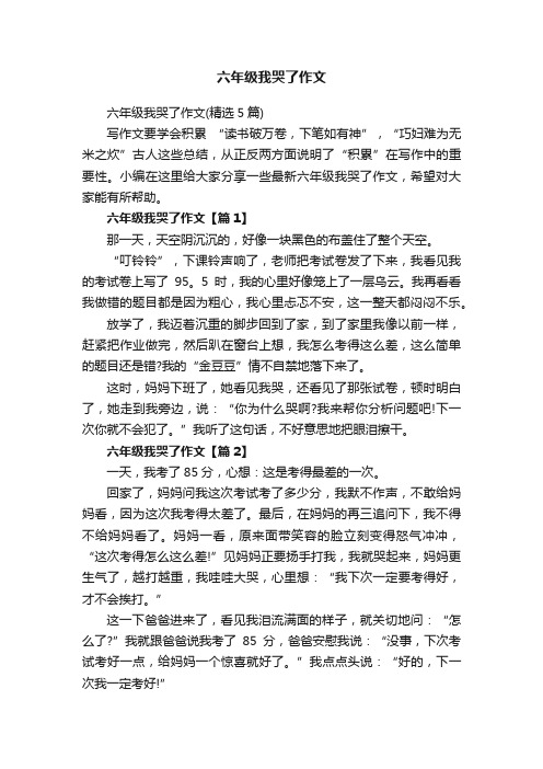 六年级我哭了作文（精选5篇）