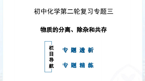 中考化学第二轮复习：专题三物质的分离、除杂和共存