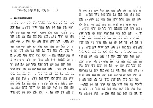 六年级下册复习资料(一)生字词