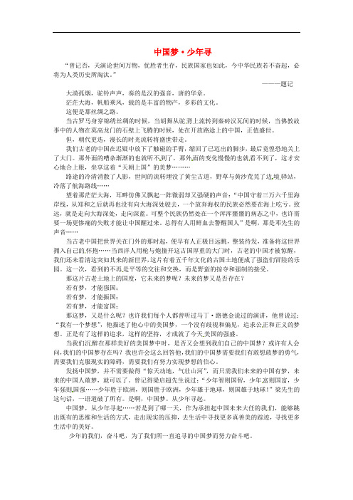 福建省漳州市芗城中学高中语文优秀作文 中国梦少年寻素材