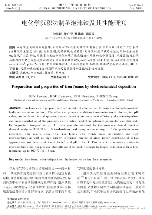 电化学沉积法制备泡沫铁及其性能研究