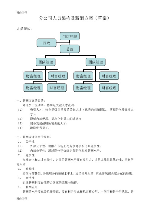 最新分公司人员架构及薪酬方案资料