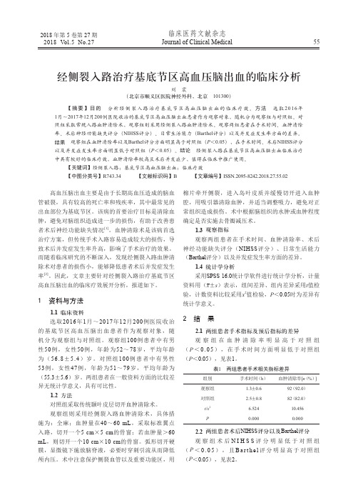 经侧裂入路治疗基底节区高血压脑出血的临床分析