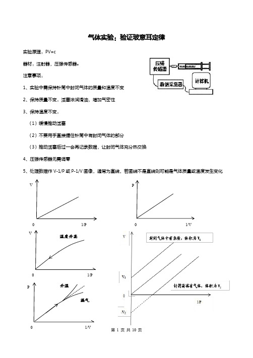 气体实验：验证玻意耳定律专题训练