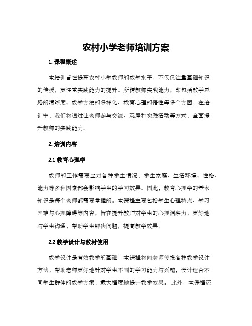 农村小学老师培训方案