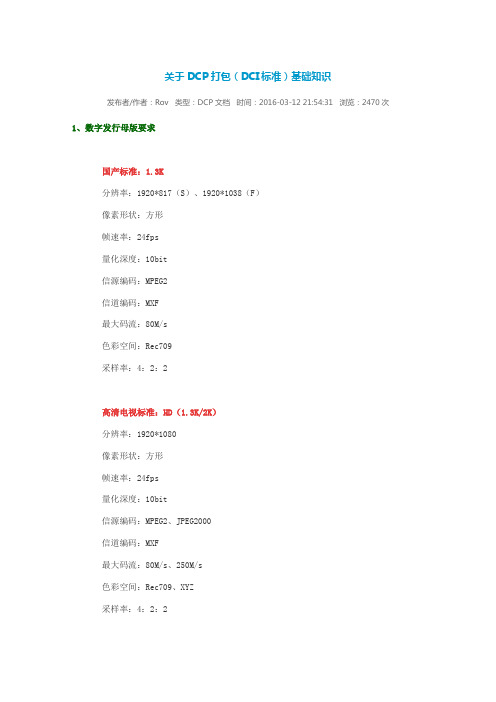 关于DCP打包(DCI标准)基础知识