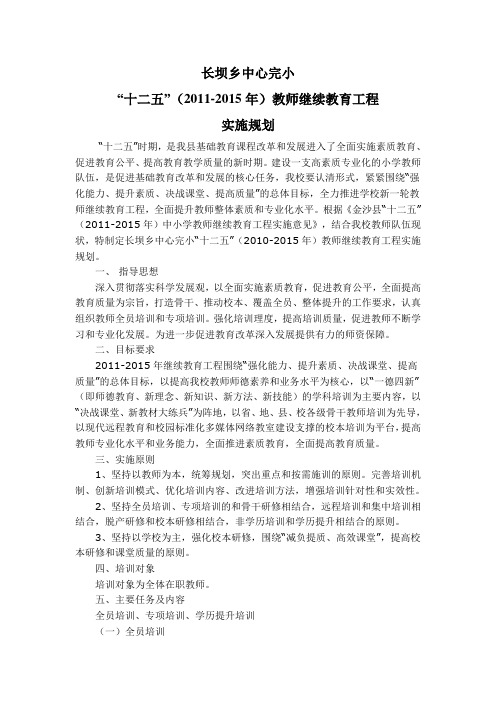 长坝乡中心完小十二五继续教育规划