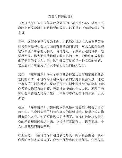 对慈母情深的赏析