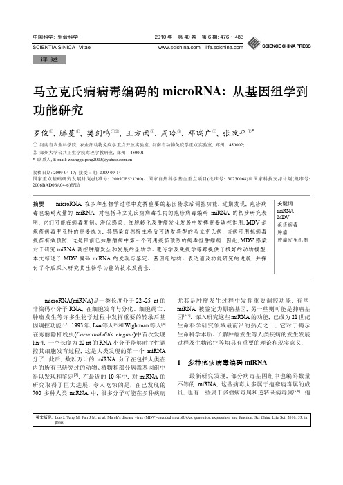 马立克氏病病毒编码的microRNA_从基因组学到功能研究