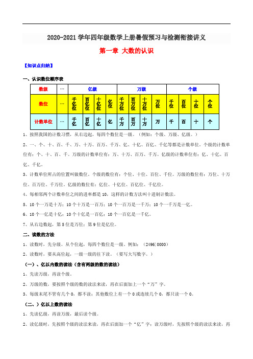 四年级上册-第一章 大数的认识(知识梳理 同步测试)(含解析)