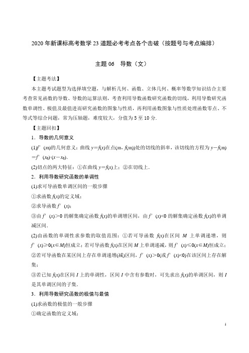 2020年高考数学23道题必考考点各个击破精讲主题06 导数(文)(含详细答案解析)