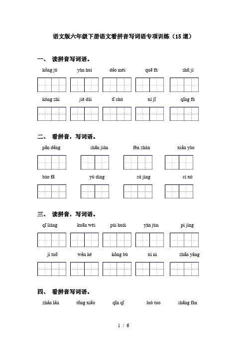 语文版六年级下册语文看拼音写词语专项训练(15道)