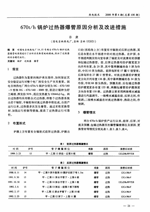 670t／h锅炉过热器爆管原因分析及改进措施