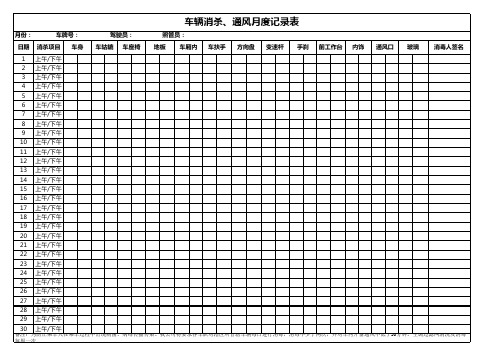 车辆消杀通风月度记录表