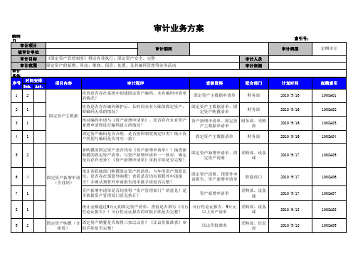 审计方案：固定资产部分