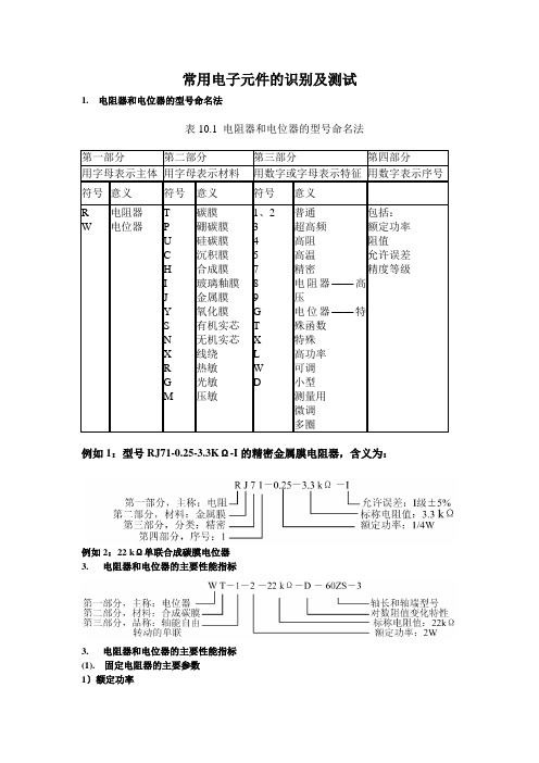 电子元器件的识别与测量