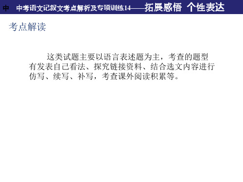 中考语文记叙文考点解析及专项训练14——拓展感悟 个性表达