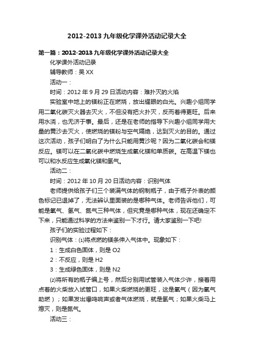 2012-2013九年级化学课外活动记录大全