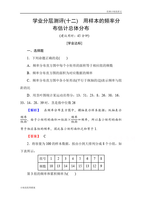 高中数学人教A版必修三 第二章 统计 学业分层测评12 Word版含答案.doc