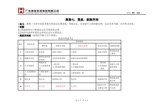 资质,职称,年资体系