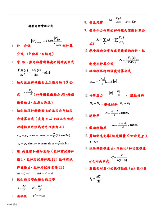 材料力学公式汇总