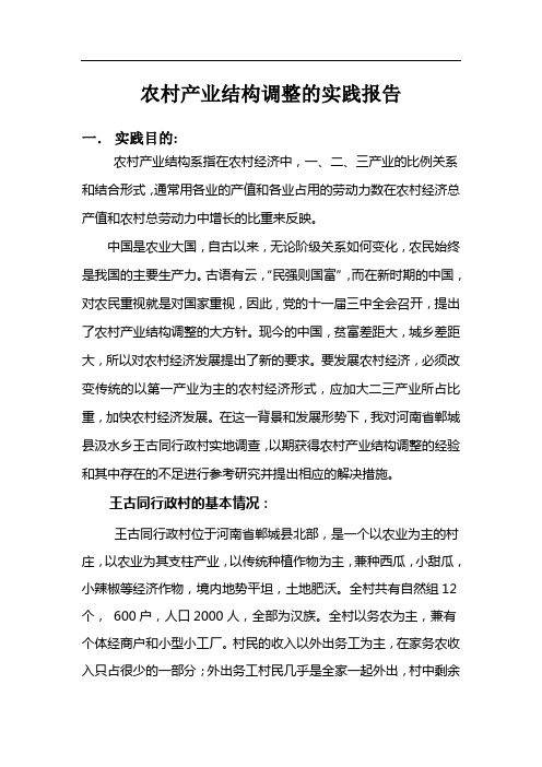 农村产业结构调整的实践报告