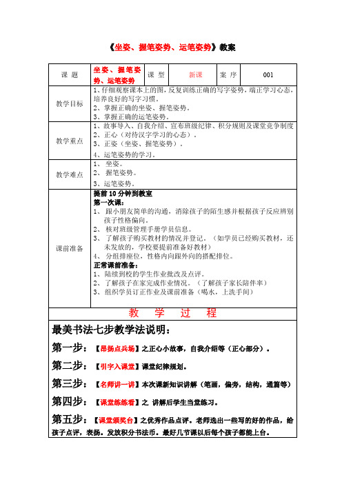 一年级上册语文教案 - 硬笔书法 01 《坐姿、握笔姿势、运笔姿势》-全国通用