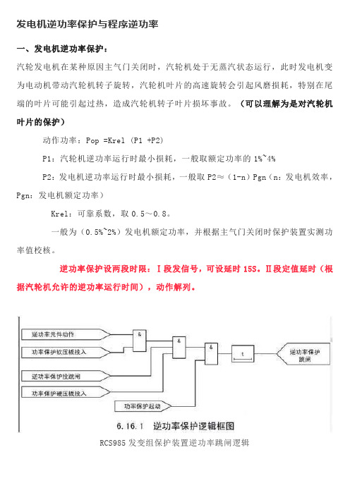 发电机逆功率保护与程序逆功率