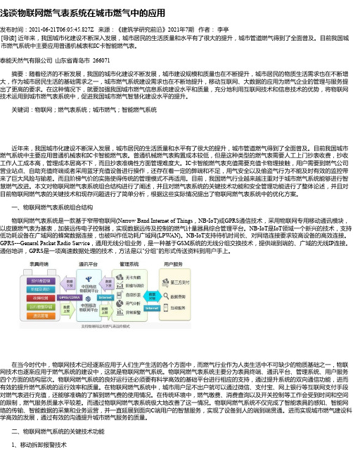 浅谈物联网燃气表系统在城市燃气中的应用