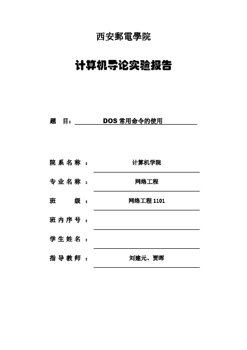 计算机导论实验报告-DOS常用命令的使用