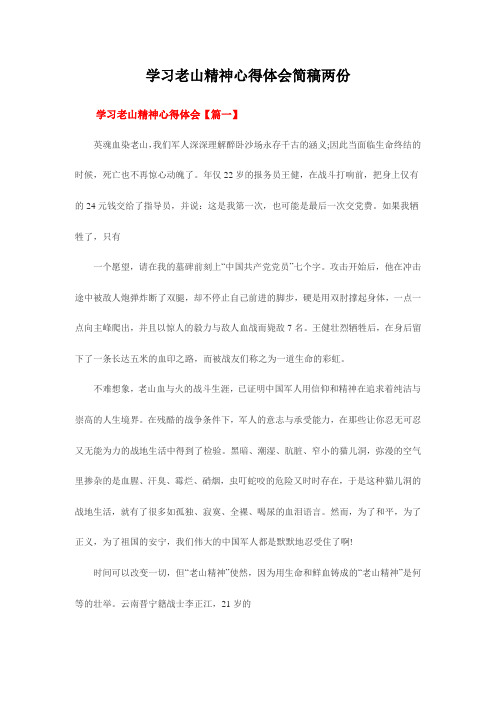 学习老山精神心得体会简稿两份