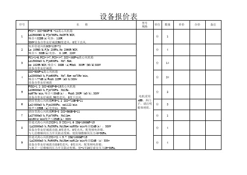 风机报价表