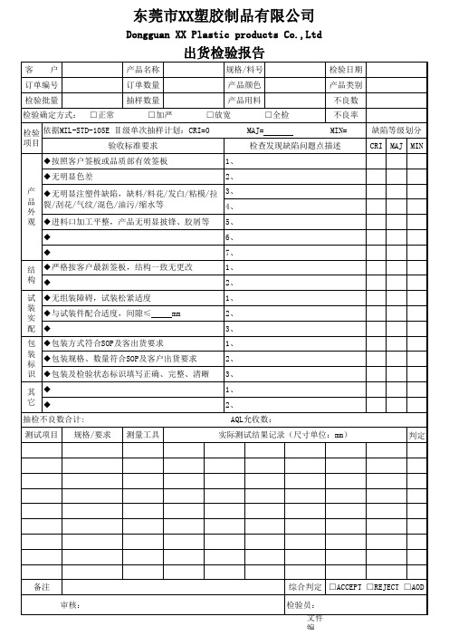 注塑出货检验报告