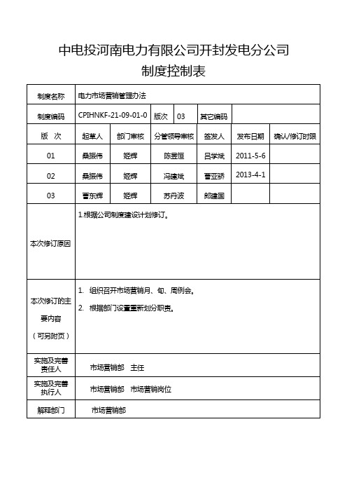 电力市场营销管理办法