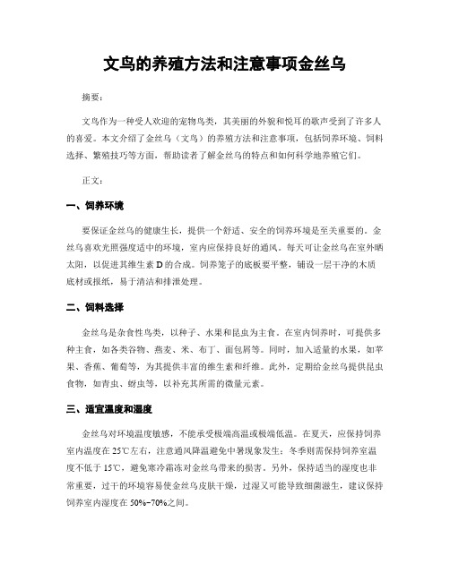 文鸟的养殖方法和注意事项金丝乌