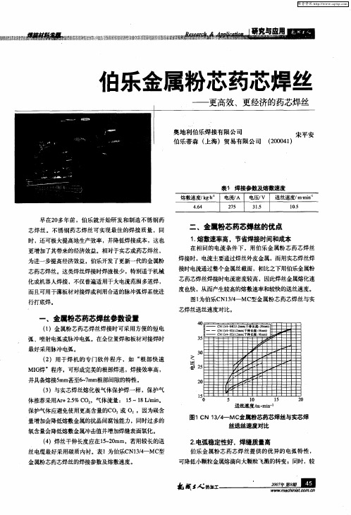 伯乐金属粉芯药芯焊丝——更高效、更经济的药芯焊丝