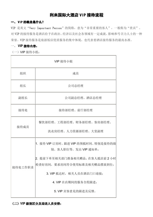 酒店VIP贵宾接待流程方案