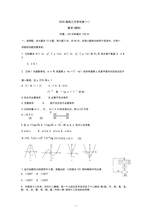 2020届高三上学期第一次月考数学(理科)试题含答案