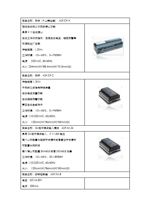 2011爱瑟菲常用设备参数