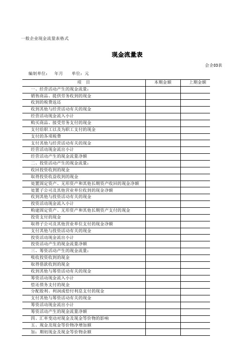 财务各种报表空白