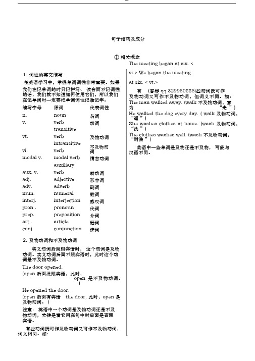 精品-高中英语语法通霸-6.英语句子成分和结构讲解分析划分与练习及答案