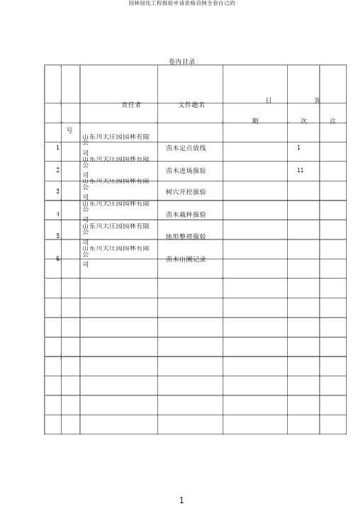 园林绿化工程报验申请表格范例全套自己的