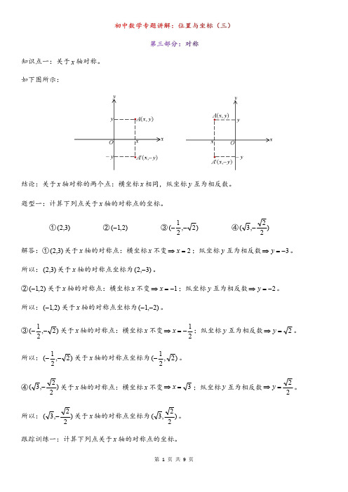 初中数学专题：位置与坐标(三)