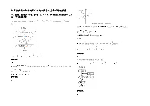 江苏省南通市如皋搬经中学高三数学文月考试题含解析