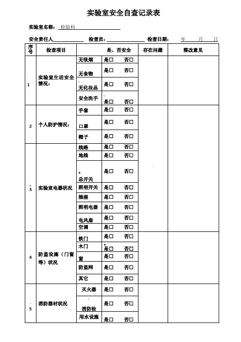 实验室安全自查记录表