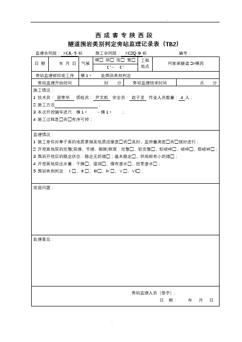 西成客专陕西隧道旁站记录-